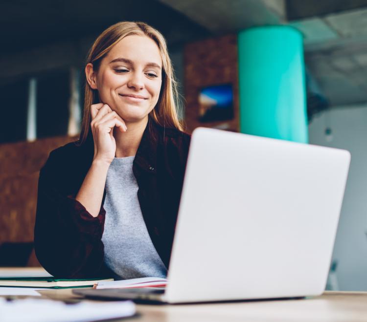 Woman using laptop